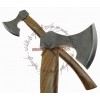 FUNCTIONAL CARBON STEEL BEARDED VIKING AXE SOLID HARDWOOD HAFT HATCHET CAMPING TOOL